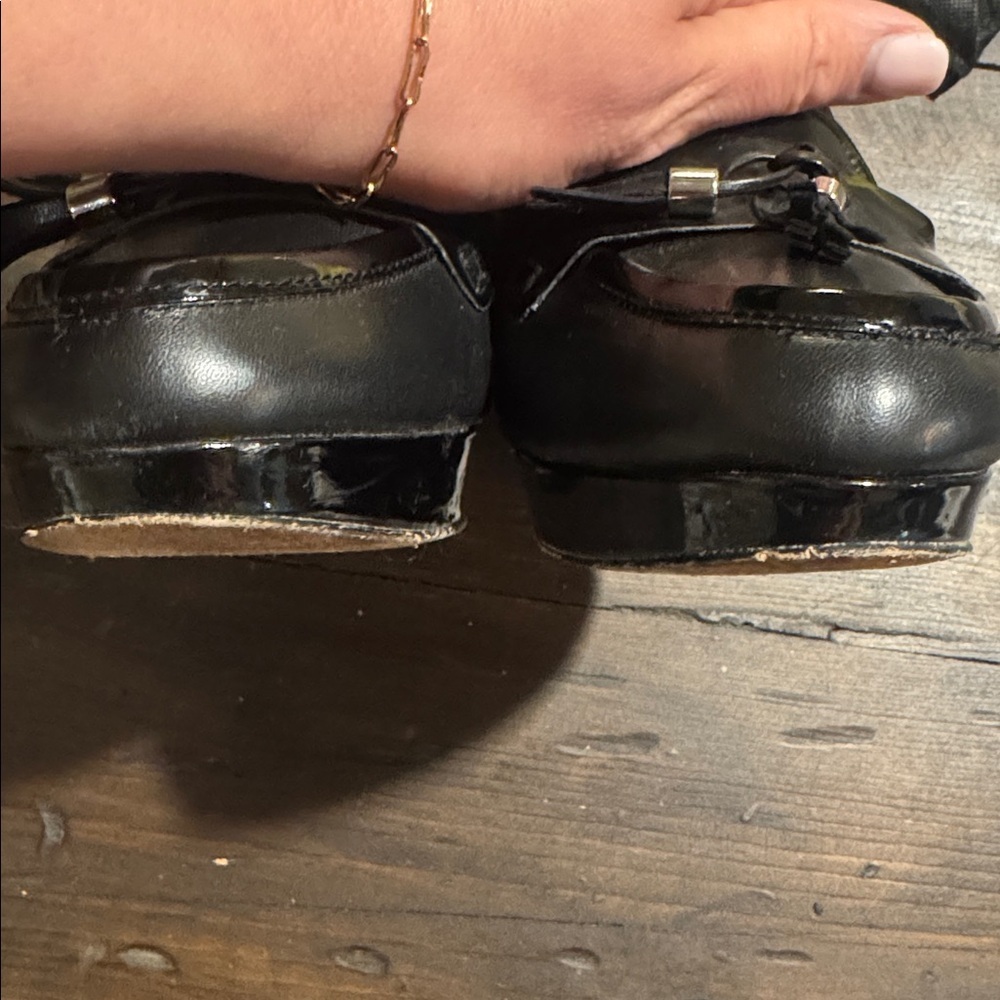 White House Black Market Black Leather Tassel Platform Stiletto Heels-Size 10 - Picture 4 of 11